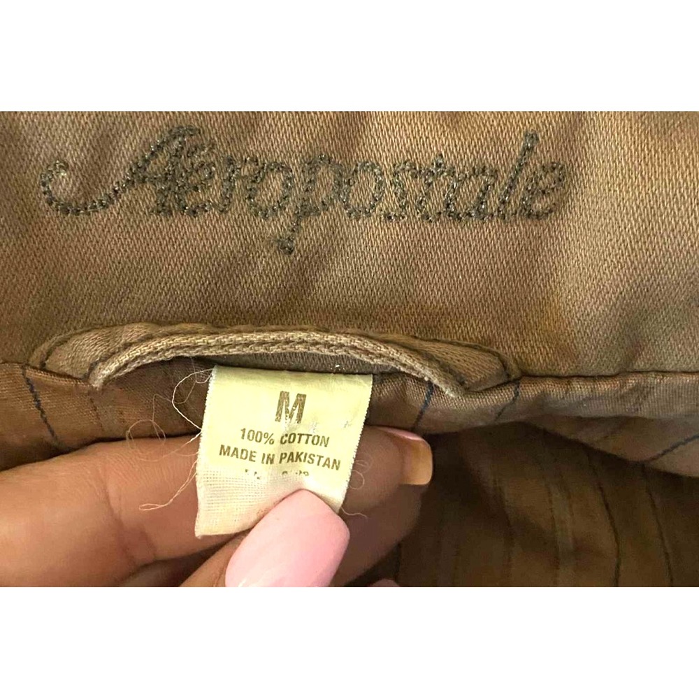 Aeropostale Vintage Womens Y2K Canvas Jacket Tan Utility Military size M Cotton - Picture 4 of 7